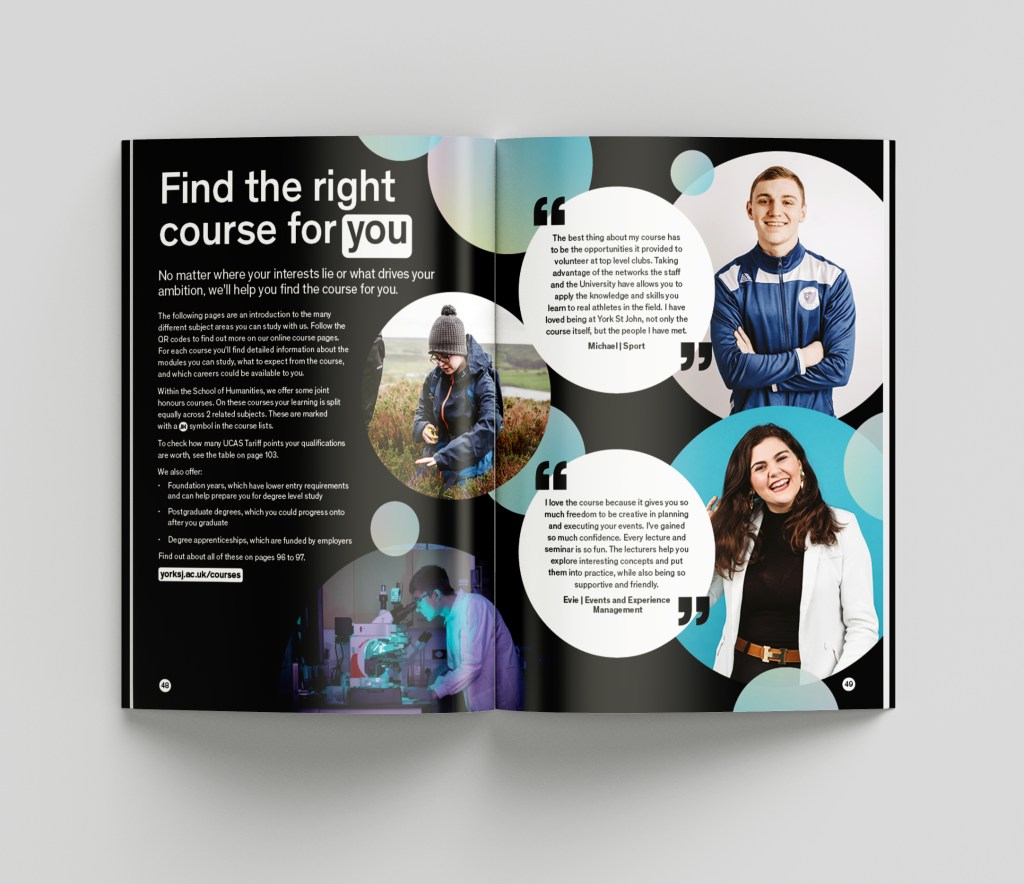 YSJ University Prospectus Spread Design