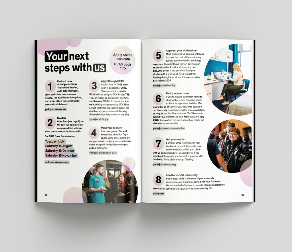 YSJ University Prospectus Spread Design